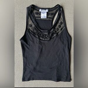 Dior Black Embellished Tank Top. Sold out.